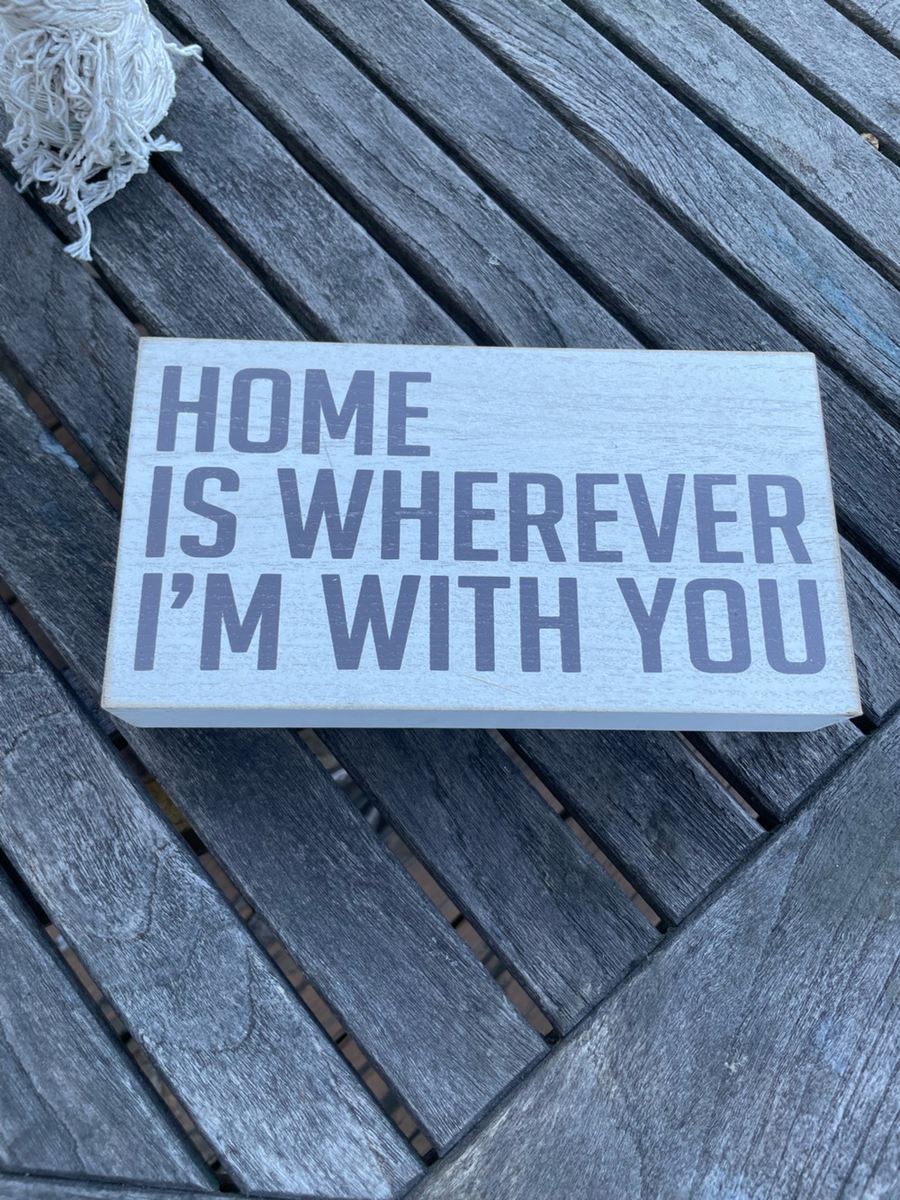 Home Wall Decor "Home Is Wherever I'm With You" - White & Gray